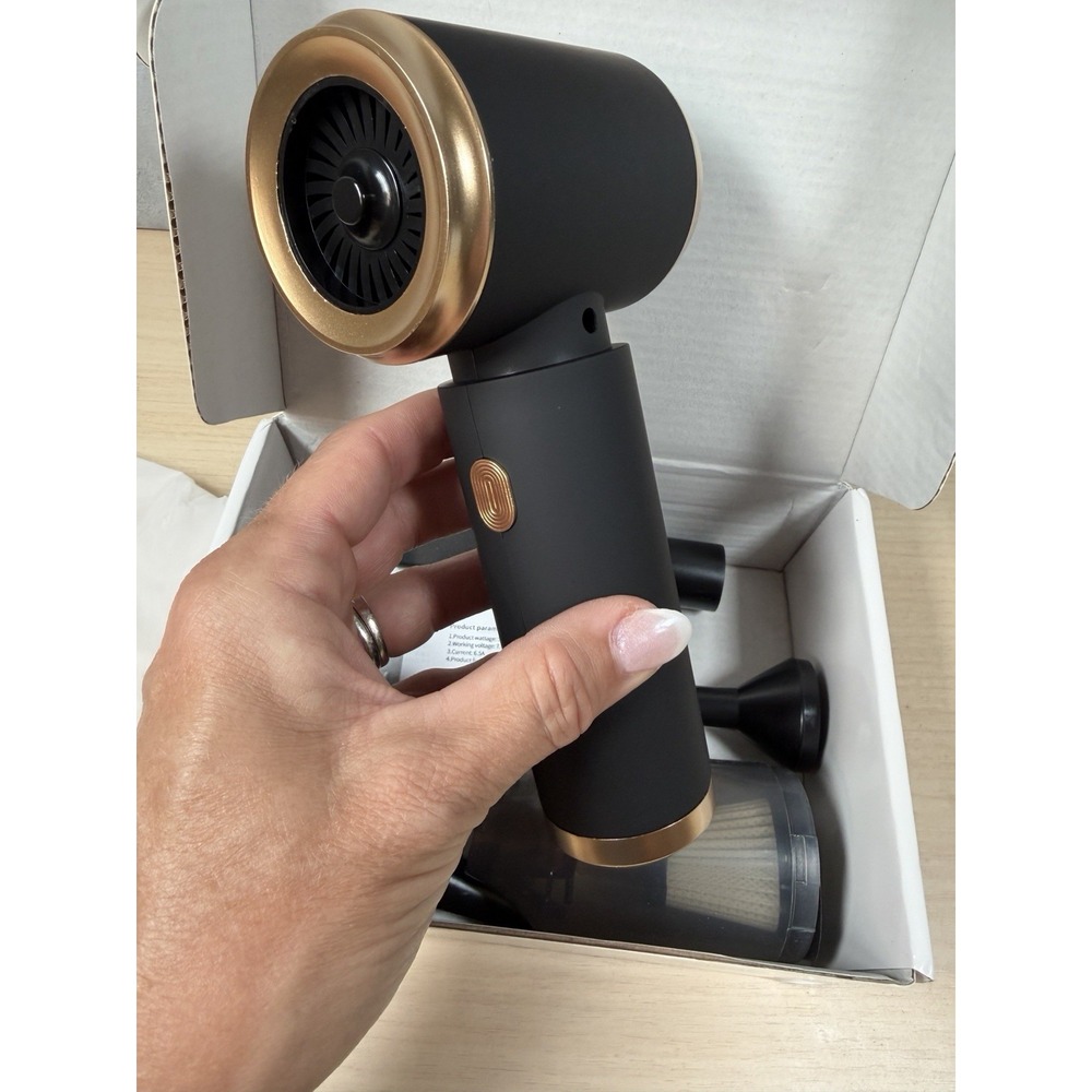 Wireless Car Vacuum Cleaner In Case, Portable Wet Dry, Handheld Black & Gold